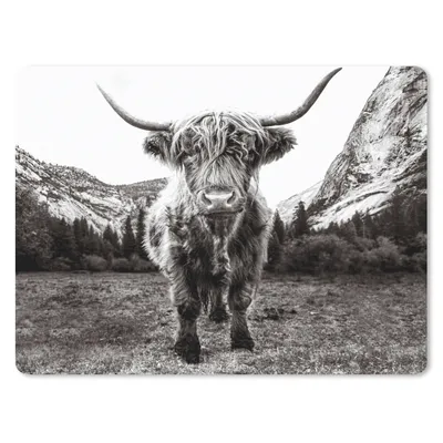 Produktbild von MuchoWow® Mauspad Mousepad Berg - Schwarz - Weiß - Schottischer Highlander 40x30 cm - Mousepads - Maus Mat - Pad - Mausunterlage - Anti Rutsch