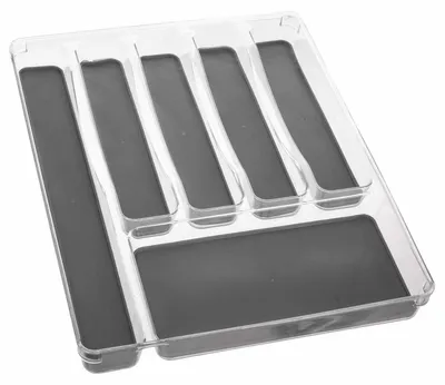 Produktbild von 5five Simply Smart Besteckkasten Tidy Smart mit 6 Fächern, PET-Kunststoff, TPE, Grau, 40 x 32 cm, 146501