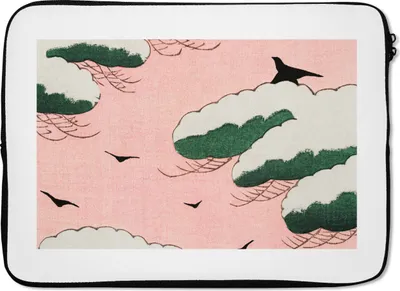 Produktbild von MuchoWow® Laptop Hülle 14 ZollWolken - Vogel - Retro - Japanisch - Skandinavisch Laptoptasche - Laptoptasche - Stoßsicher - Schutzhaube