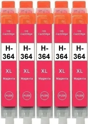 Image de 5 cartouches d'encre compatibles avec HP 364 XL magenta pour Deskjet 3070, 3520, 3521, Photosmart 5510, 5515, 5520, 5525, 6510, 6520, 7510, 7520...