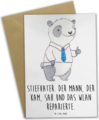 Produktbild von Mr. & Mrs. Panda firmungskarte Stiefvater Held - Weiß - Geschenk, Familie, Verwandte, Freude, Familienmitglieder, handgemacht, Stiefkinder, weihnachtskarten, Grußkarte