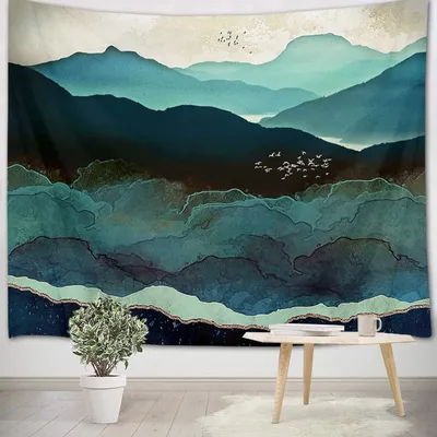 Obrázok produktu pre Nástenný gobelín s horskou tematikou, západ slnka, psychedelický nástenný obraz, krajinársky gobelín do obývačky, spálne alebo študentskej izby, 200 x 150 cm, Multi 04, kefovaná tkanina