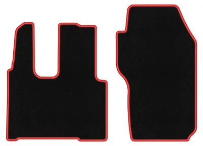 Immagine prodotto di Tappetini in moquette per Mercedes Actros MP4 0 (Ciężarowy bez foteli pneumat) – set 4 pezzi, nero/rosso, su misura – Wielganizator CARLUX