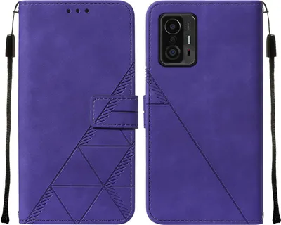 Produktbild von Xiaomi 11T Pro Hülle, Schlank Prägung Flip Leder Kartenfächer Schutzhülle mit Ständer für Xiaomi 11T / 11T Pro Lila