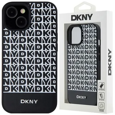 Produktbild von DKNY, Schutzhülle iPhone 15 Repeat Pattern Bottom Stripe, Schwarz