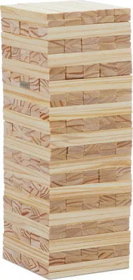 Produktbild von Relaxdays XL Wackelturm, Holz, 200 Holzklötze, HxBxT: 32x12x12 cm, Bauen & Basteln, große Bausteine, für Kinder, natur
