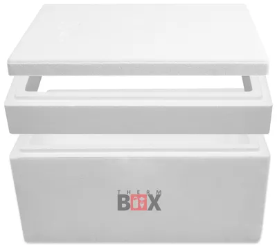 Produktbild von THERM BOX Modularbox 43M Innen: 49x30x28cm Wand 4cm Volumen 43L Styroporbox mit Zusatzring Isolierbox Kühlbox Wiederverwendbar