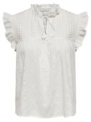 Produktbild von Bluse mit Lochstickerei und Rüschendetails | L