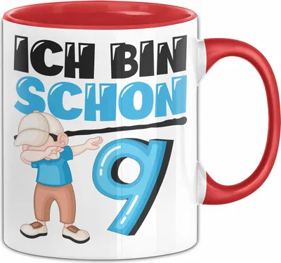 Produktbild von 9. Geburtstag Geschenk Tasse Becher Jungs Dab Geburtstagsgeschenk Ich Bin Schon 9 (Rot)