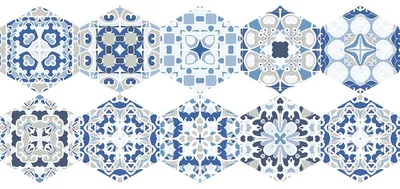 Obrázek produktu pro Protiskluzové podlahové samolepky s ochrannou fólií – podlahové dlaždice SIMONIA – 60 x 135 cm – 10 šestiúhelníkových samolepek 30 x 26 cm