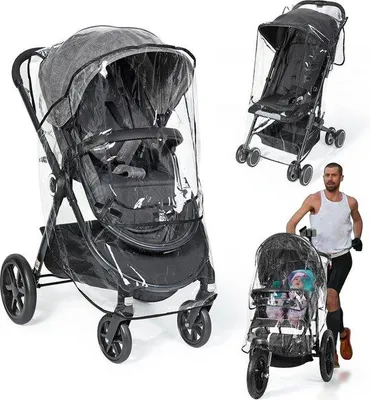 Produktbild von Famanu Regenhaube für Kinderwagen, atmungsaktiv mit Fenster, geruchlos und wasserdicht - Universalgröße
