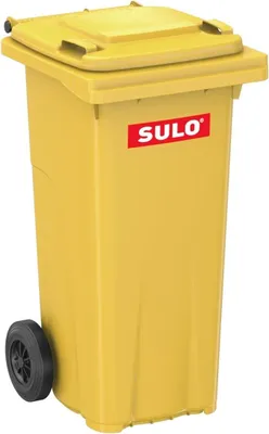 Zdjęcie produktu dla Mobilny pojemnik na odpady o pojemności 120 litrów, kolor żółty