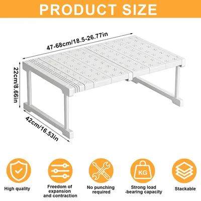Zdjęcie produktu dla Regulowany stojak do przechowywania, szerokość 42 cm, długość 47-68 cm, do kuchni