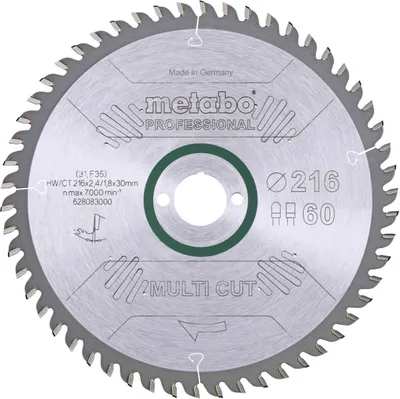 Immagine prodotto di Metabo Kreissägeblatt HW/CT, Maße 216x30, 60FZ/TZ 5°neg, Sägeblatt
