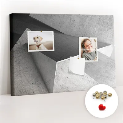 Imagen del producto de Tablero de corcho con chinchetas - Panel con chinchetas para fotografías y notas - 60x40 cm - 100 chinchetas metálicas