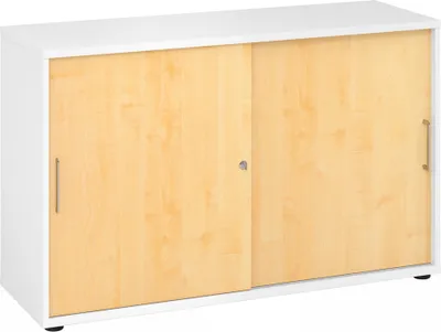 Produktbild von BETA 1752S - 2 OH Schiebetürenschrank Weiß/Ahorn Metallgriff