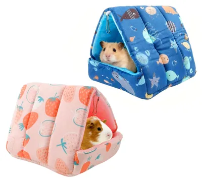 Produktbild von 2 Stück Meerschweinchenbett, waschbare Kuschelhöhle für Meerschweinchen, Käfigzubehör für Zwergkaninchen, Chinchillas, Hamster, Igel, Frettchen