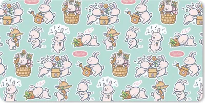 Produktbild von MuchoWow® Schreibtischunterlage Kaninchen - Garten - Muster 80x40 cm - XXL Mauspad - Gaming Mauspad