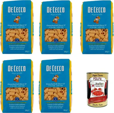 Produktbild von De Cecco Gnocchetti di Zita N°37, 100% Italienisch Pasta Nudeln 5x 500g + Italian Gourmet Polpa 400g