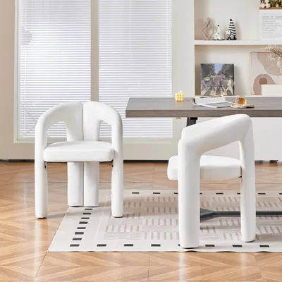 Image de Ensemble de deux chaises de salle à manger, en velours, rembourrées, avec accoudoirs, design moderne, capacité jusqu'à 150 kg