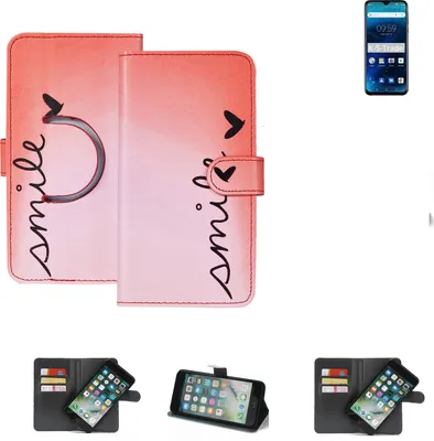 Produktbild von K-S-Trade Schutzhülle Handyhülle kompatibel mit Blackview A60 Hülle cover bookstyle Etui ''smile'' rot Standfunktion Kameraschutz (1Stk)