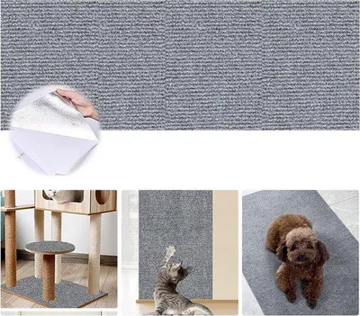Zdjęcie produktu dla Samoprzylepna mata do drapania dla kotów 40 x 200 cm – dywanik z sizalu – ochrona przed drapaniem – jasnoszary