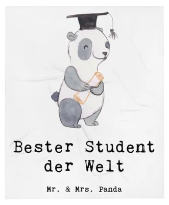 Produktbild von Mr. & Mrs. Panda Kuscheldecke Pinguin Bester Student der Welt - Weiß - Geschenk, Universität, Geschenkidee, Schlafdecke, Decke, Abschluss, Tagesdecke, Lustig, Bettdecke