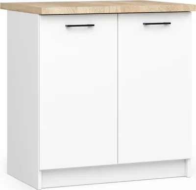 Immagine prodotto di Armadio OLIWIA S80 2D Bianco con piano in laminato 80 cm colore rovere-sonoma per arredamento cucina