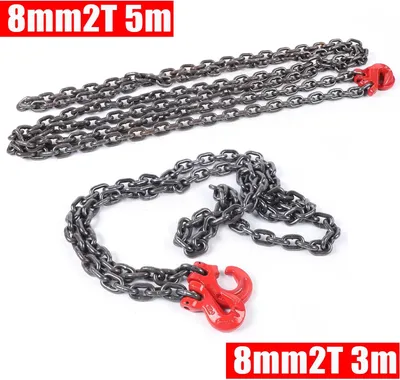 Produktbild von Anschlagkette 2 t - 1-strängiges Kettengehänge 8 mm - Schwerlast-Hebekette - Hochfester legierter Stahl - Gabelhaken mit Sicherung - Länge 3 m