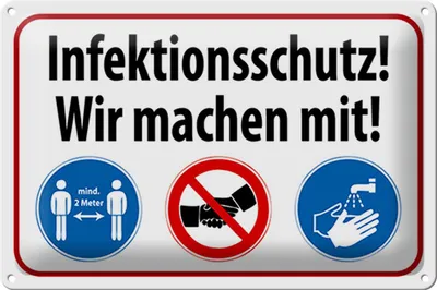 Produktbild von Blechschild Hinweis 30x20cm Infektionsschutz wir machen mit
