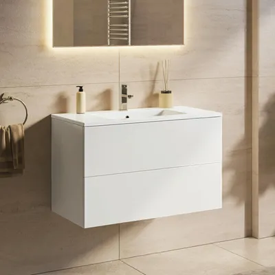 Produktbild von LOMAZOO Waschtisch NINEO 80 cm - Glänzend Weiß - Waschbecken Weiß
