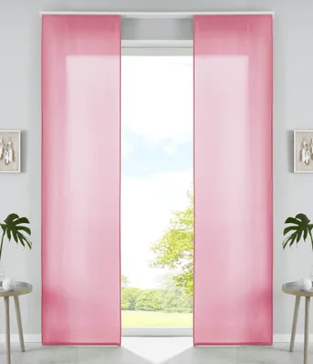 Produktbild von 2er Set Schiebegardinen Flächenvorhänge Mikrofaser Vorhang Gardine Schiebe HxB 245x60 cm Pink Matt Paneelwagen Beschwerungsstangen, 85600N2