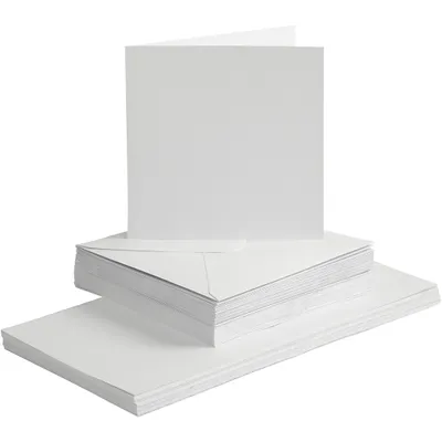 Produktbild von Karten und Kuverts, Kartengröße 15x15 cm, Umschlaggröße 16x16 cm, Weiß, 50Sets