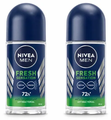 Imagen del producto de 2 unidades de desodorante en roll-on NIVEA MEN Fresh Sensation, 50 ml cada uno. Paquete económico