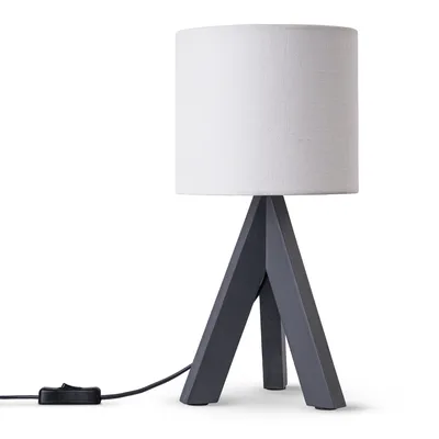 Produktbild von Tischleuchte Dreibein Nachttischlampe Stehlampe E27 Stoff Lampenschirm Uni