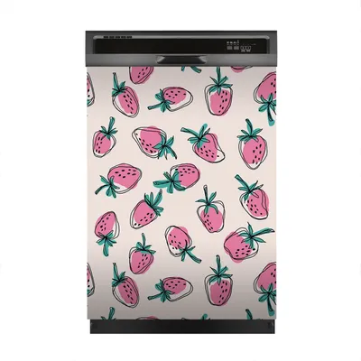 Produktbild von Magnete Dekorative 60x80 cm Küche Magnetmatte Spülmaschine - Rosa Erdbeeren doodle