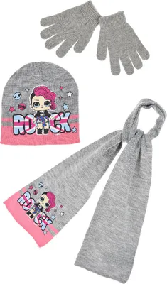 Produktbild von L.O.L. Surprise! Kinder Winter-Set 3-tlg. Mütze, Schal und Handschuhe           , Farbe:Grau, Größe:52