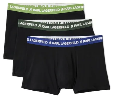 Immagine prodotto di KARL LAGERFELD, confezione da 3 mutande da uomo, modello "Logo Trunk Colorband", colore: verde bosco/verde salvia/color medio, taglia XL