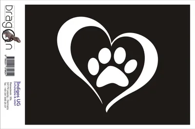 Produktbild von Aufkleber / Autoaufkleber - JDM / Die cut / Auto / OEM - Heart With Dog Paw - 210x100mm rot - Heckscheibe / Heckscheibenaufkleber
