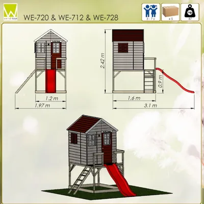 Obrázek produktu pro Hrací domeček Wendi Toys Tiger z dřevěné podlahy včetně šikmé střechy