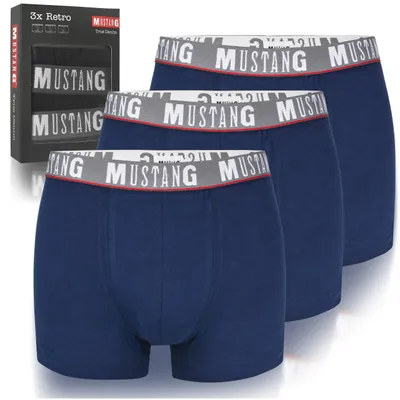 Immagine prodotto di MUSTANG Boxer da Uomo 3 Pezzi, Intimo in Cotone, Set Blu, Taglia L