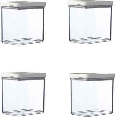 Zdjęcie produktu dla Zestaw słoików do przechowywania Mepal | Omnia | 4-częściowy prostokątny | 1100 ml | Nordic White | oszczędność miejsca i możliwość układania w stos | idealny do świeżej żywności.