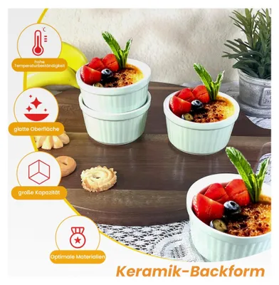 Produktbild von Creme Brulee Schälchen 6 Stück, 200 ml, Backofenfeste Souffléförmchen in Grün