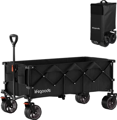 Produktbild von LifeGoods Bollerwagen - XXL - Faltbar - 300L - 150KG Tragkraft - Schwarz