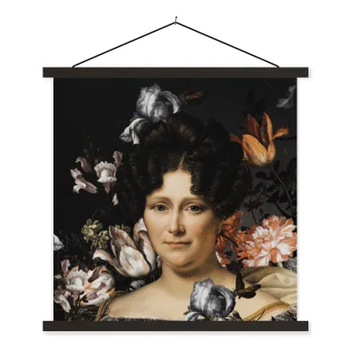 Produktbild von MuchoWow® Textilposter Kunst - Blumen - Alte Meister 40x40 cm mit schwarzem Rahmen - Fotos