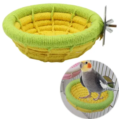 Produktbild von Vogelnest Baumwollseil Gelb 12,5 cm Durchmesser 5 cm Höhe für Wellensittiche Nymphensittiche Kanarienvögel