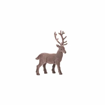 Image de Gift Company Solna Cerf S, Floqué, Noël, Décoration, Décoration, Plastique, Gris, H 20 cm, 1065503004