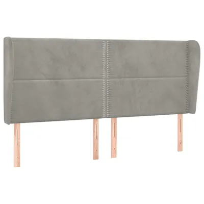 Produktbild von vidaXL Kopfteil mit Ohren Hellgrau 203x23x118/128 cm Samt