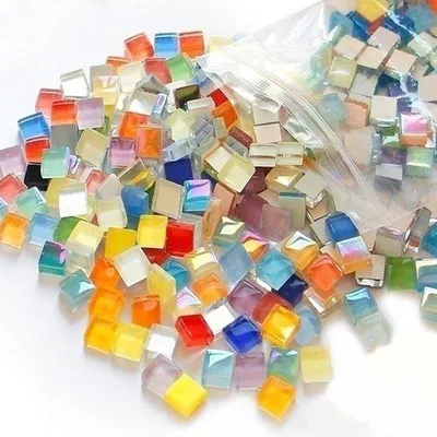 Produktbild von Famanu Mosaiksteine 1000 g - Gemischte Farben, 10 x 10 x 4 mm