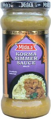 Obrázek produktu pro Midas Korma Simmer Cooking Sauce Mírná indická hotová omáčka 370g